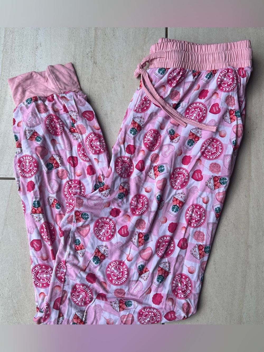 Big Southern Starbucks Pink Valentine’s Pajama Lounge Pants XL Bamboo